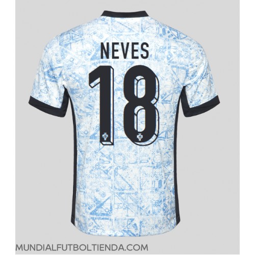 Camiseta Portugal Ruben Neves #18 Segunda Equipación Replica Eurocopa 2024 mangas cortas